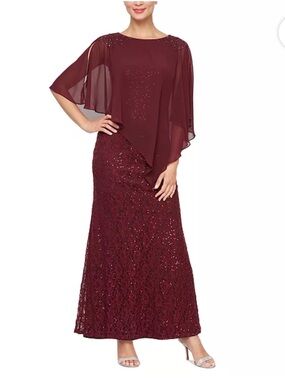 SL Fashions Burgundy Sequin Dress
